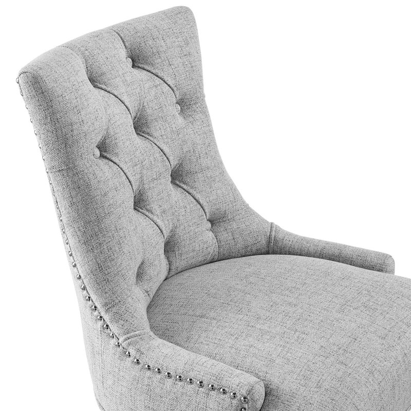 Regent Light Gray Tufted Swivel Task Chair with Matte Black Base