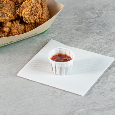 Restaurantware-Sustain 1.3 Ounce Portion Cups, 100 Disposable Condiment Cups - Compostable, Versatile, White Paper Sample Food Cups, Stylish, For Serving Dips, Jams, Sauces, Nuts, And More