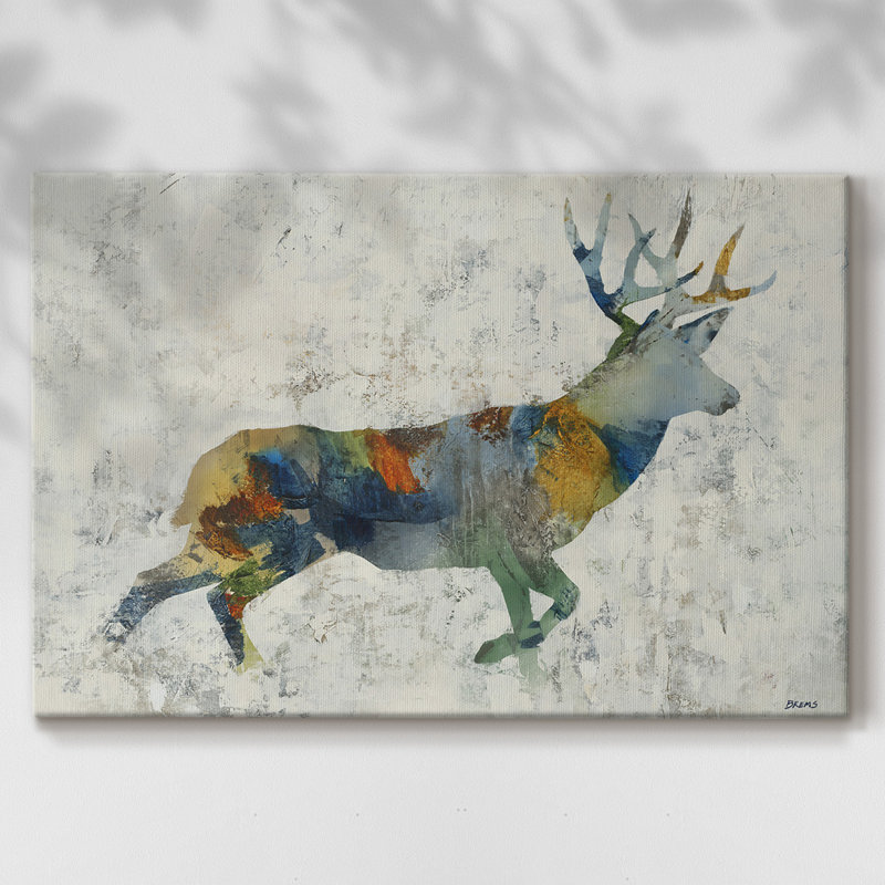 Toile tendue avec cerfs, H 18 po x l 27 po