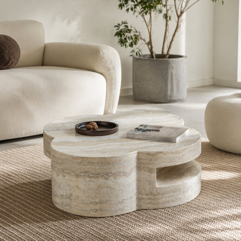 Table basse ronde en faux marbre 31,5 po Clover