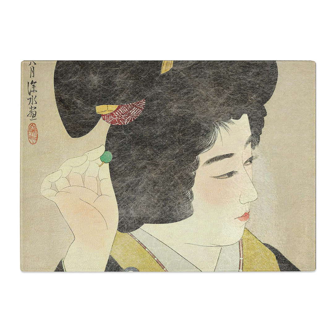 Tempered Glass Woman Doing Her Hair by Ito Shinsui Chopping Board