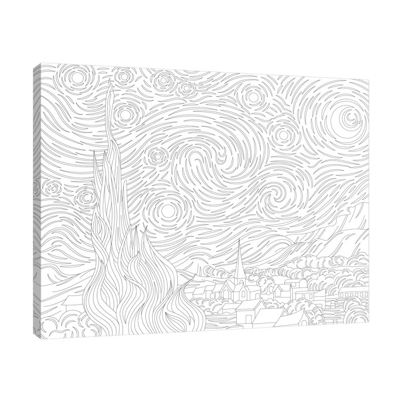 «The Starry Night S Croquis» par Vincent Van Gogh - reproduction d'art sur toile tendue, H 32 po x l 40 po x P 1,5 po