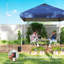 3x3m Pop Up Gazebo with Wheels, Outdoor Garden Party Tent Dark Blue-135726281