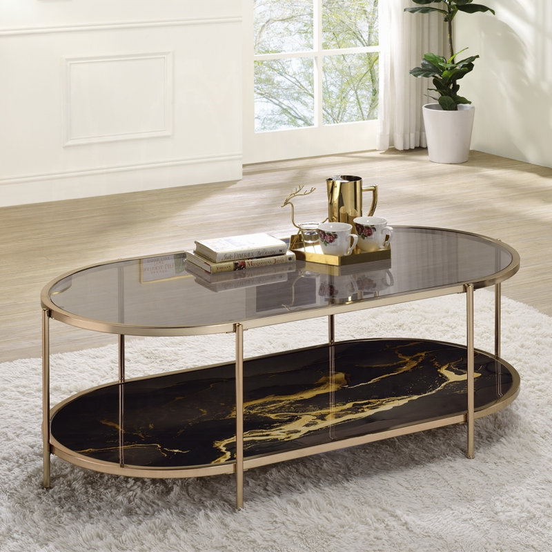 Astrild Glass Top Single Coffee Table, Black