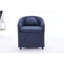 059-Ensemble de 1 fauteuil de salle à manger en chenille avec coussin de dossier et roues universelles, bleu-159139260