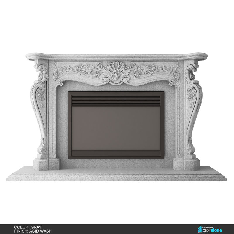 Concrete Fireplace Mantel Surround, Acid Wash-Gray