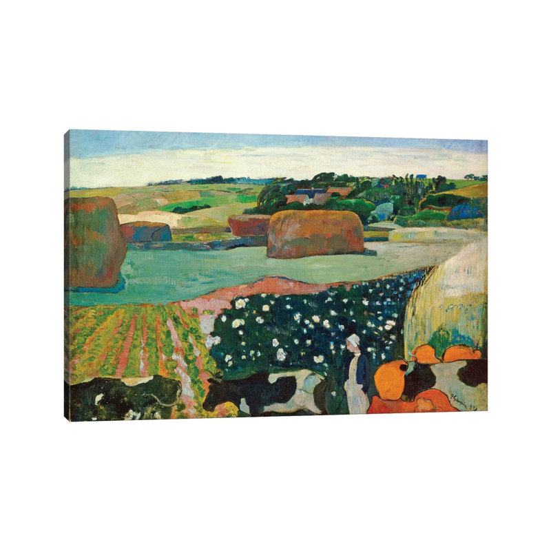 Haystacks In Brittany by Paul Gauguin - Wrapped Canvas Print, 45.72cm H x 66.04cm W x 1.91cm D