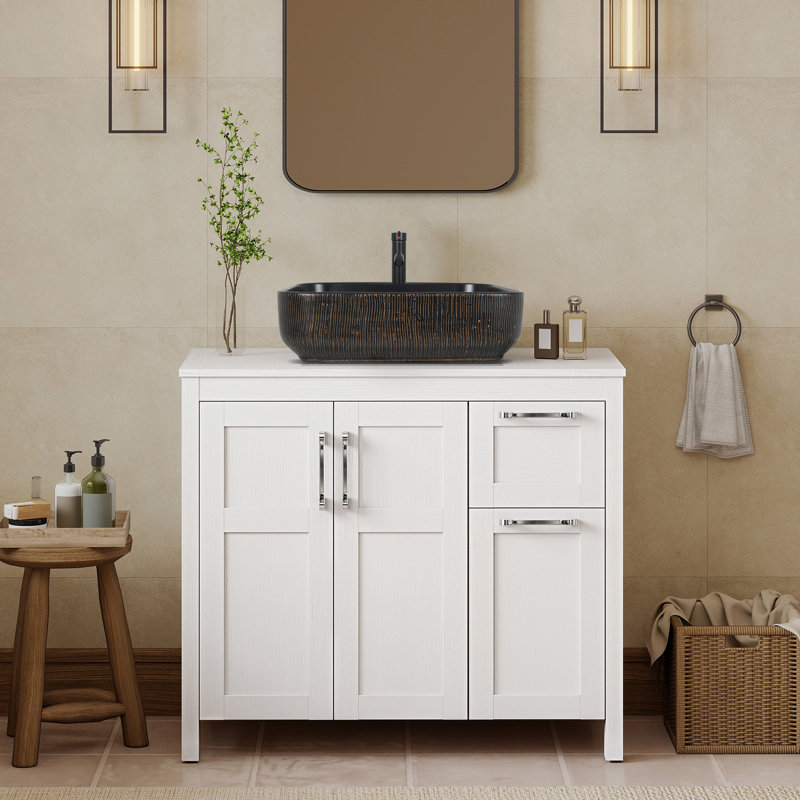 36" Free-Standing Modern Single Bathroom Vanity With Sink, White