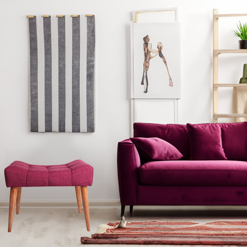 Banc rembourré en polyester Kahmiah, Bourgogne