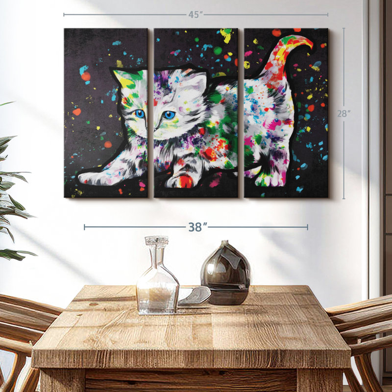 «Kitten Color Splash Paint» sur toile, H 28 po x l 45 po x P 1,25 po