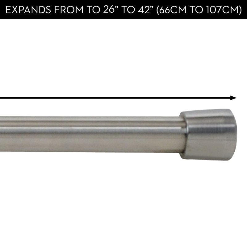 Cameo Straight Tension Shower Curtain Rod, 0.9" H x 42" W x 0.9" D, Silver