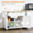 41" Modern Rolling Kitchen Island On Wheels, Utility Cart Storage Trolley With Rubberwood Top & Drawers, White-1948197205