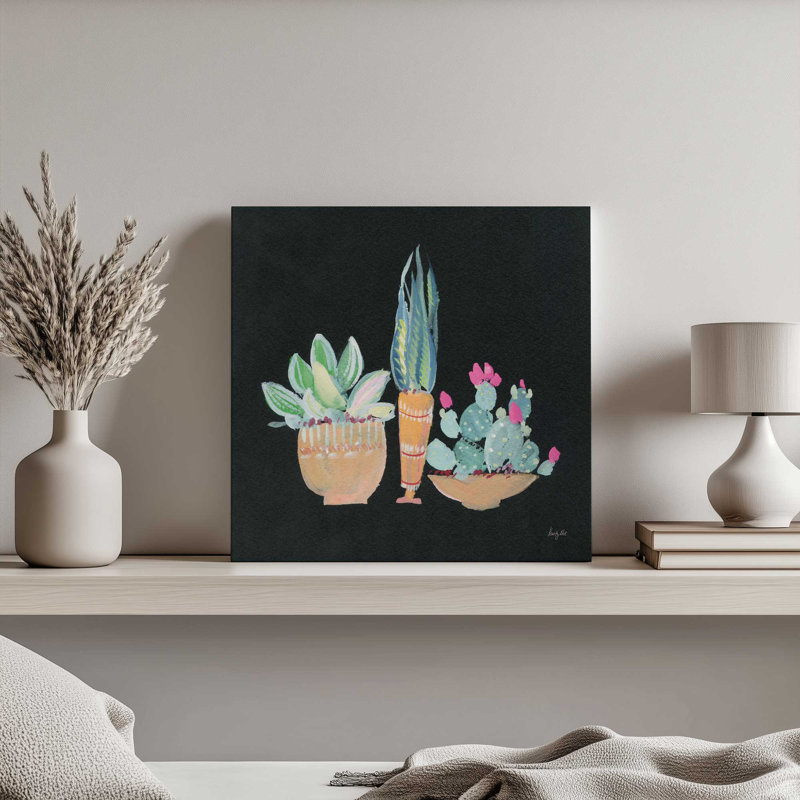«Cactus Party I» par Kristy riz, reproduction d'art sur toile, H 36 po x l 36 po