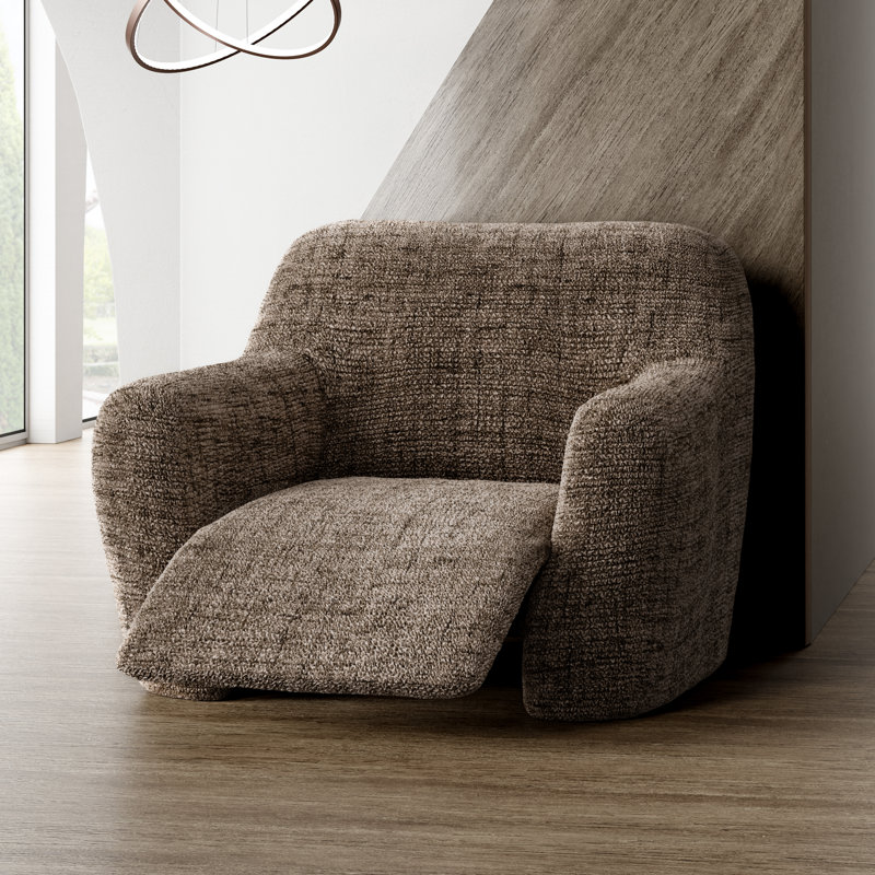 Stretchy Slipcover for Recliner Armchair - Durable & Stylish - Printed Collection, Vittoria Brown