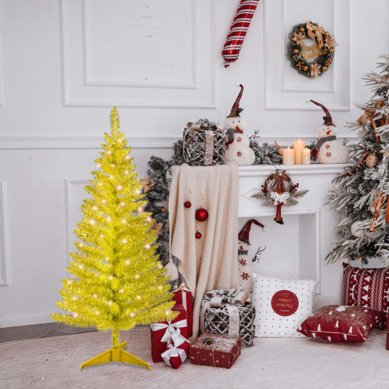 Arbre de Noël avec 50 lumières UL, 122 pointes en PVC - Arbre de Noël artificiel pré-éclairé pour la décoration d'intérieur