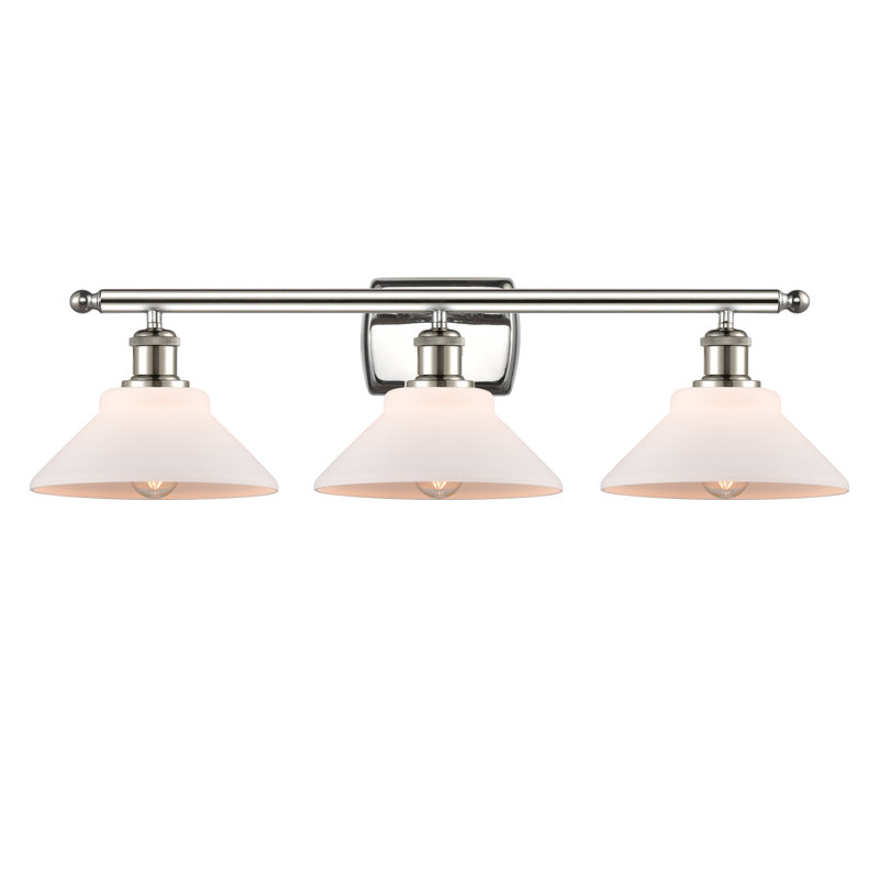 Éclairage pour salle de bain 3 lumières à intensité variable Newton St Loe, Blanc mat, Nickel poli