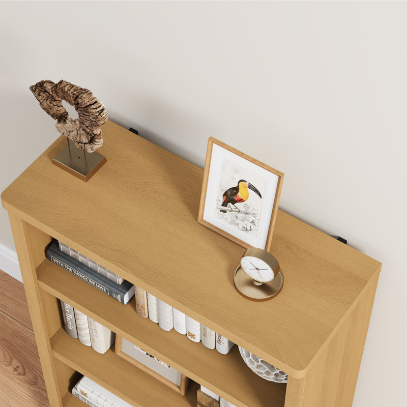 Brusnice Standard Bookcase with Shelf, Wood Oak, 42" H x 31" W