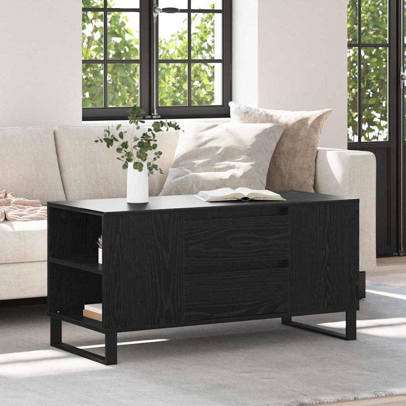 Coffee Table with Storage, Black Oak