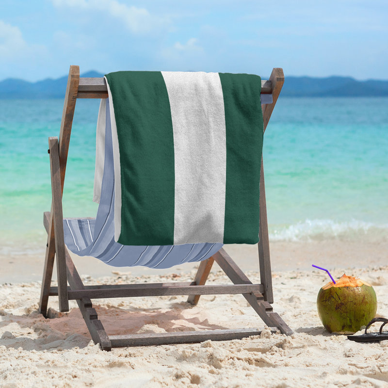 Beach Towel, Off White/Dark Green