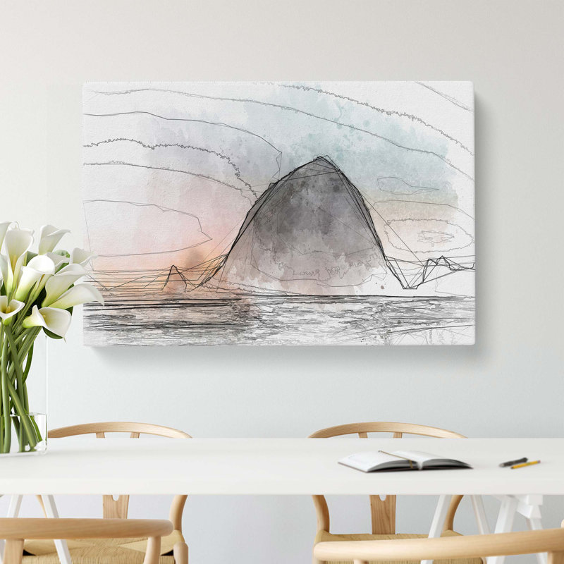 Birds Flying over the Beach in Abstract - Wrapped Canvas, 50cm H x 76cm W x 3cm D