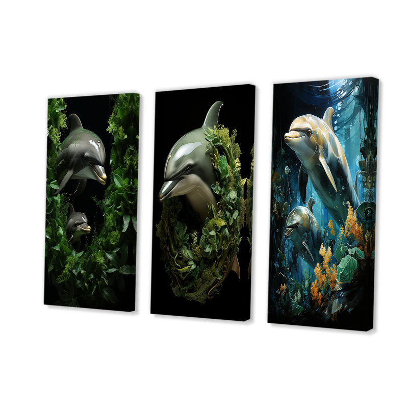 Dolphin Eco Guardians - Ensemble de salon 4 pièces, Toile tendue, H 40 po x l 60 po