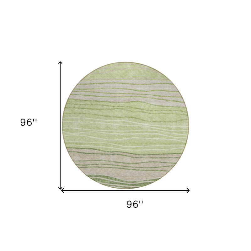 Tapis intérieur lavable rayé 8 pi vert et taupe