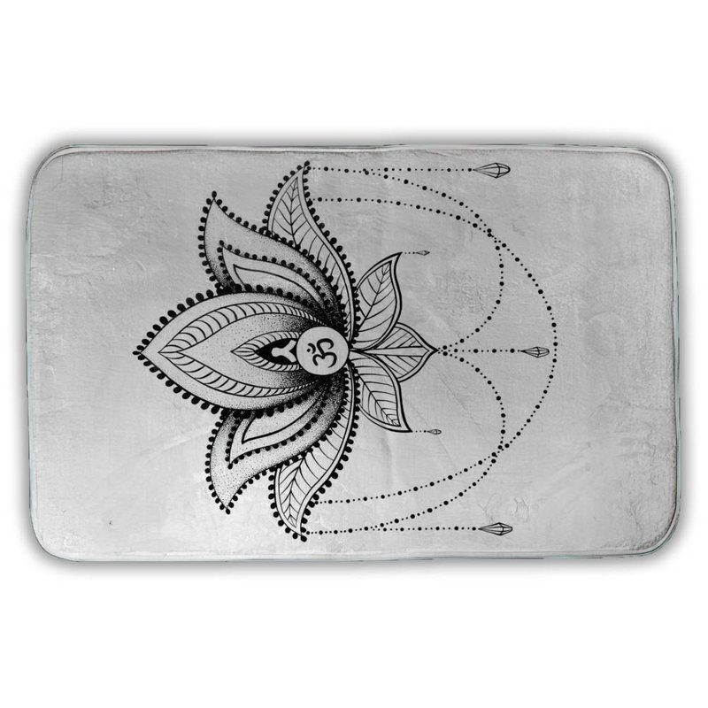 Ethnic lotus ornament Bath Mat with Non-Slip Backing - Quick Dry Memory Foam Bathroom Rug - Absorbent - Modern Plush Spa-Style - Machine Washable