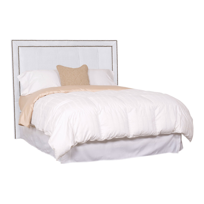 Hillary/Hank Queen Nailhead Upholstered Panel Headboard, Navada Snow, Yes