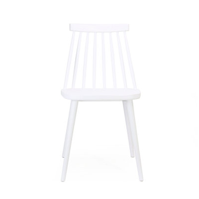 Style White Polypropylene Dining Chairs   Of 2  - Spindle Back, Easy To Wipe Clean For Room Construction, Convenient And Assemble