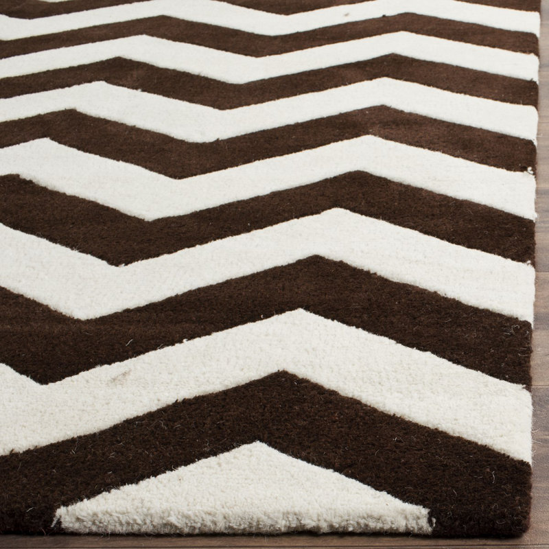 Teresita Hand Tufted Wool Chevron Rug, Rectangle 3' x 5'