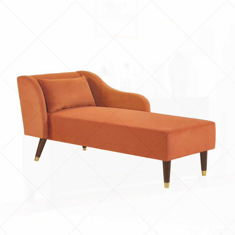 Chaise longue rembourrée Tennielle, Velours orange