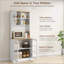 Armoire de cuisine autoportante avec huche, grand comptoir et tablettes réglables pour un rangement organisé