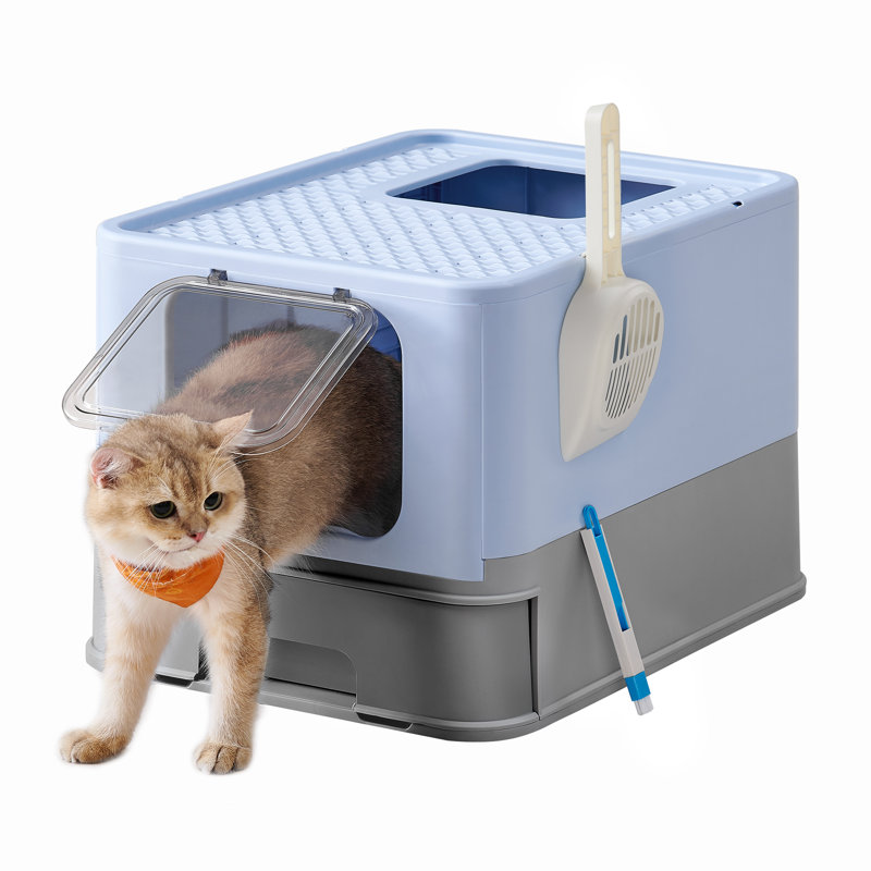 Polypropylene Litter Box with Scoop, Blue