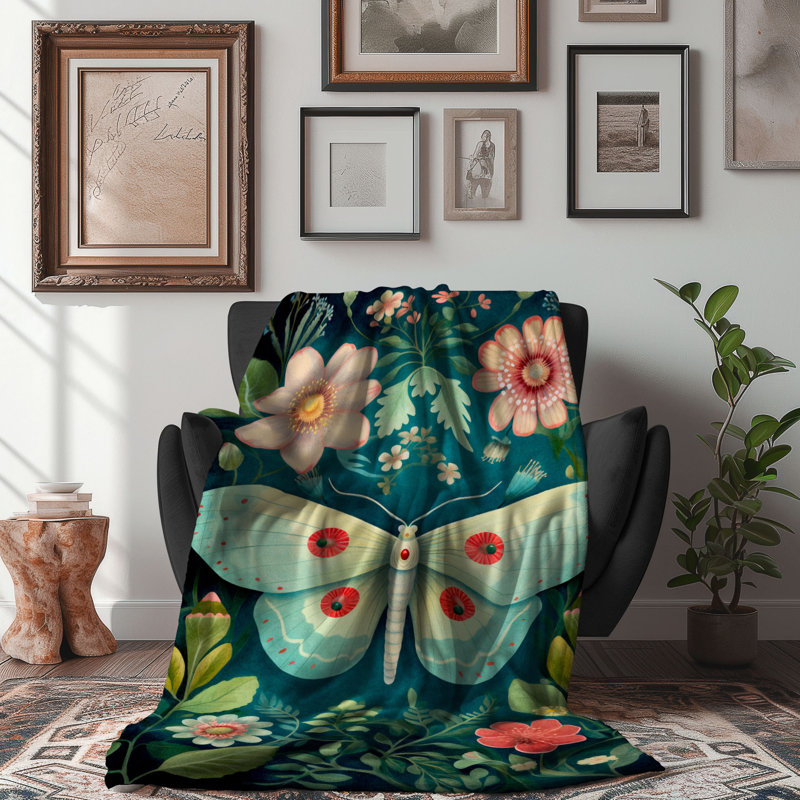 Couverture Floral Moth, L 60 po x l 50 po