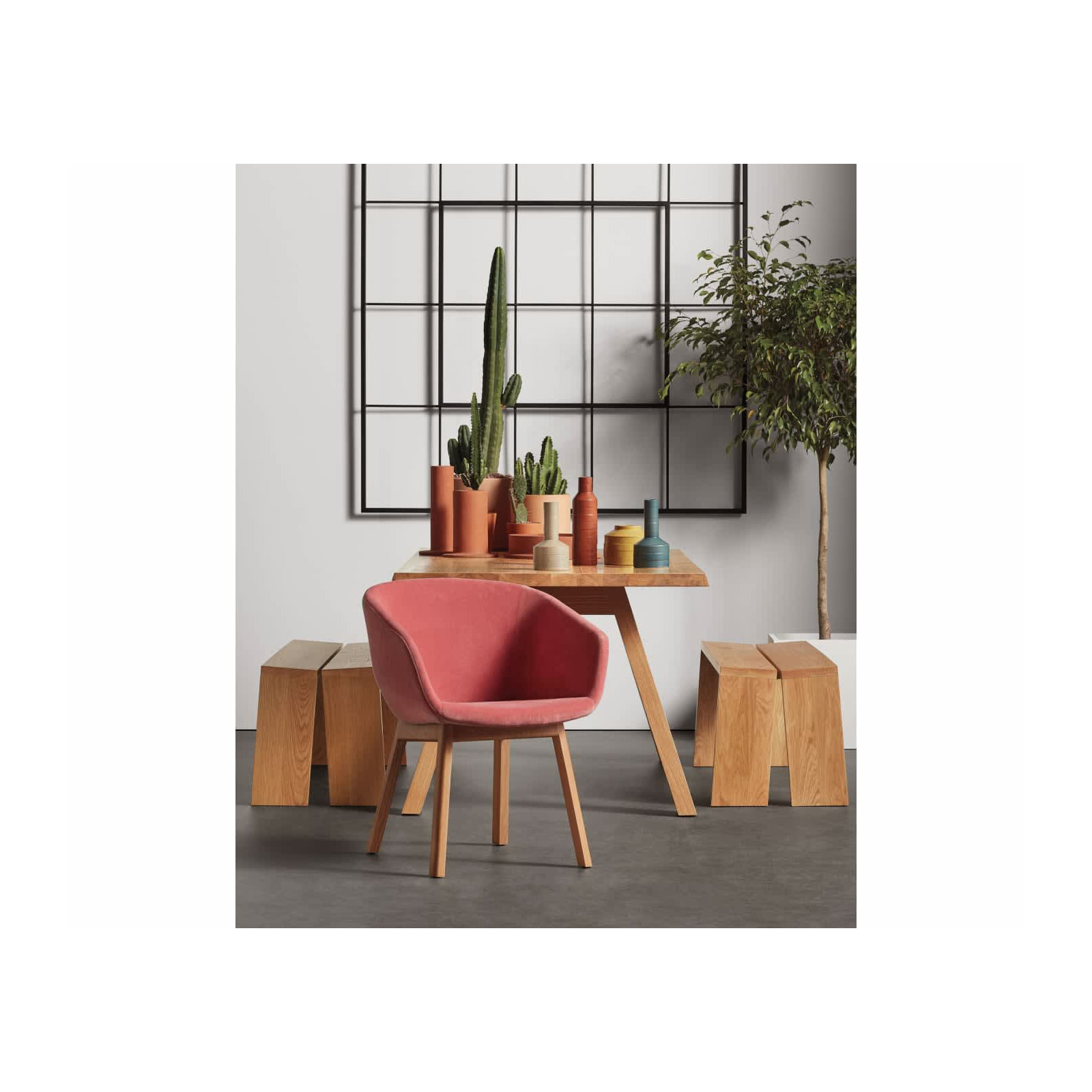 Host Task Chair Storm Velvet, Ablin Velvet, White Oak