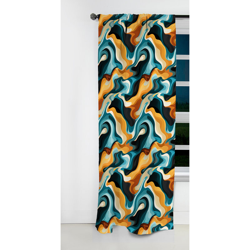 Tribal Essence Paisley Feather I - Rideau floral - Rideau occultant floral - 1 panneau, L 52 po x L 90 po