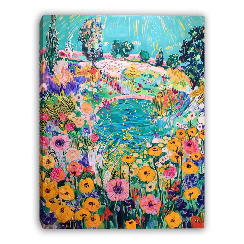 Art mural sur toile Blooming Garden Pond, H 40 po x l 30 po x P 1,5 po