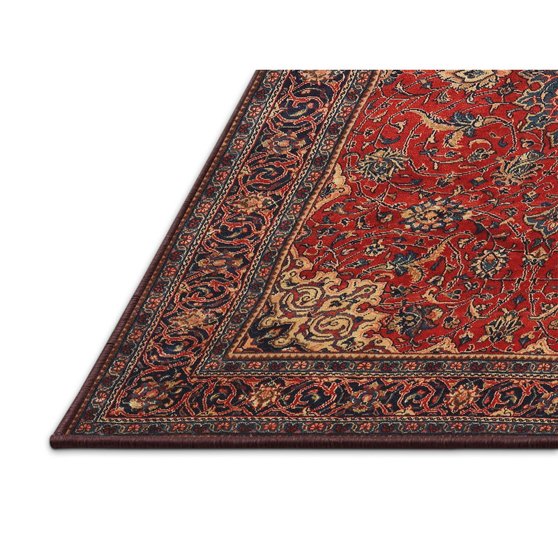 Tapis traditionnel rouge / brun Bisa, Rectangle 7 pi x 10 pi