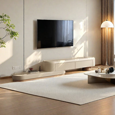 Cream-style solid wood retractable TV cabinet