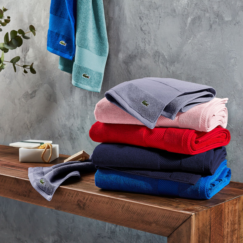 Lacoste Heritage 30X54 Cotton Bath Towel, 100% Supima Cotton, Micro-Fresh® Anti-Microbial, Magenta