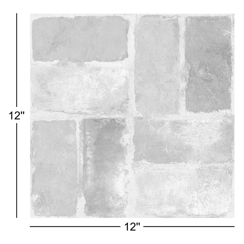 Harvard Brick Peel and Stick Floor Vinyl Tiles, Gray