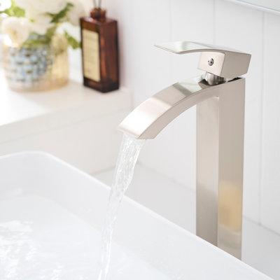 Contemporary Brushed Nickel Basin Faucet - Single Hole For Commercial And Residential Use Modern Bathroom Tap With Side Aluminium Alloy Sink