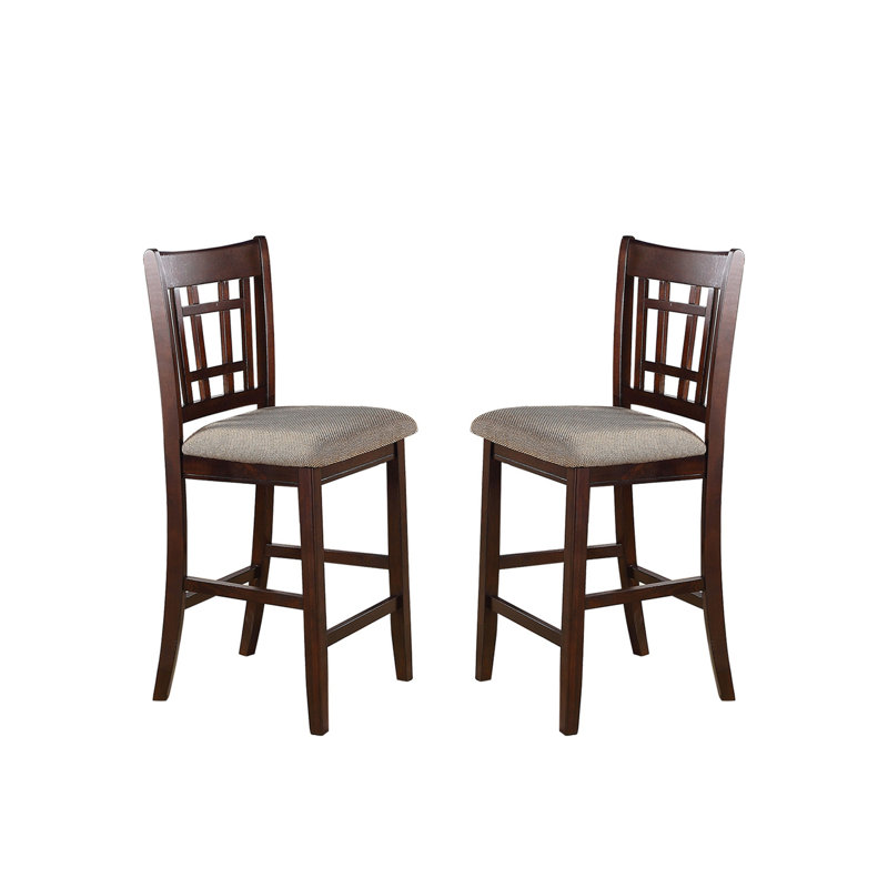 Hauteur de chaise avec siège rembourré beige, ensemble de 2