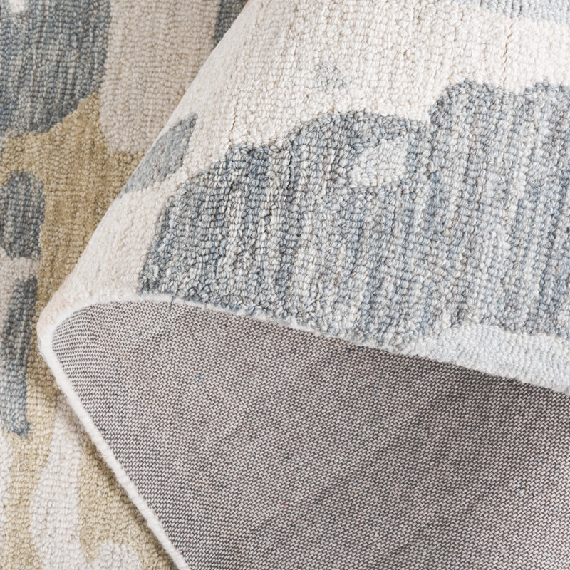 Ebony 924 Hand Tufted Wool/Cotton Abstract Rug in Gray/Ivory, Runner 2'3" x 9'