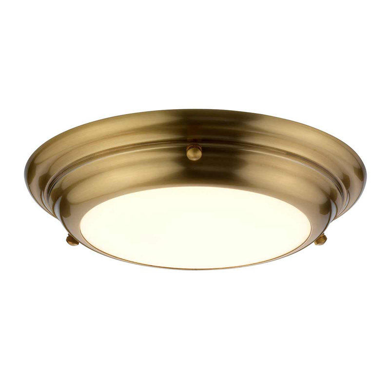 Orrwell Glass LED Flush Mount, Aged Brass
