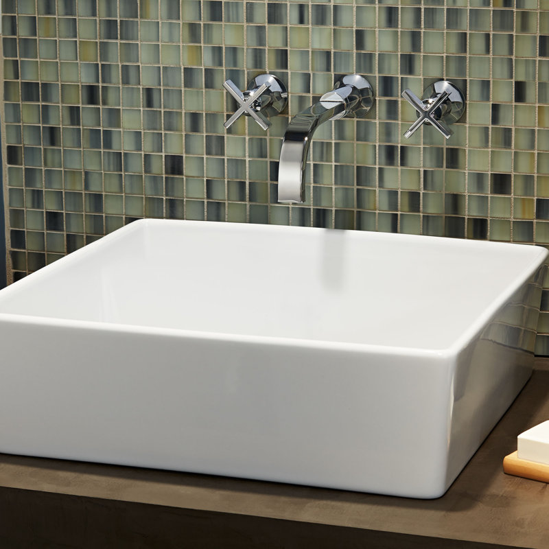 Loft White Ceramic Rectangular Above-Counter Vessel Sink
