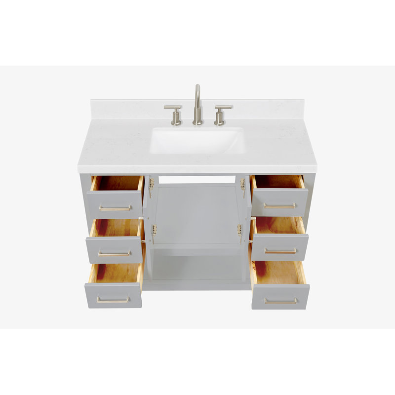 ARIEL Magnolia 42 Single Bathroom Vanity with Top, Gray, Rectangular