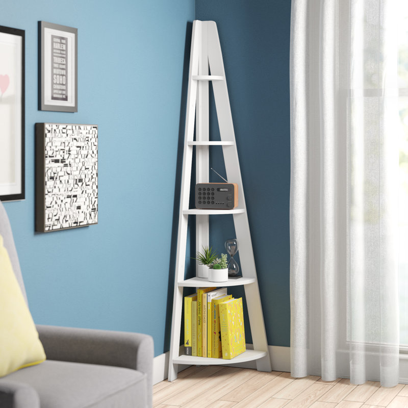 Gardi Corner Bookcase, 175.5" H x 39" W x 39" D, White