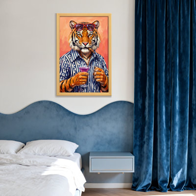 Animaux, tigre et lunettes de soleil portant un cigare