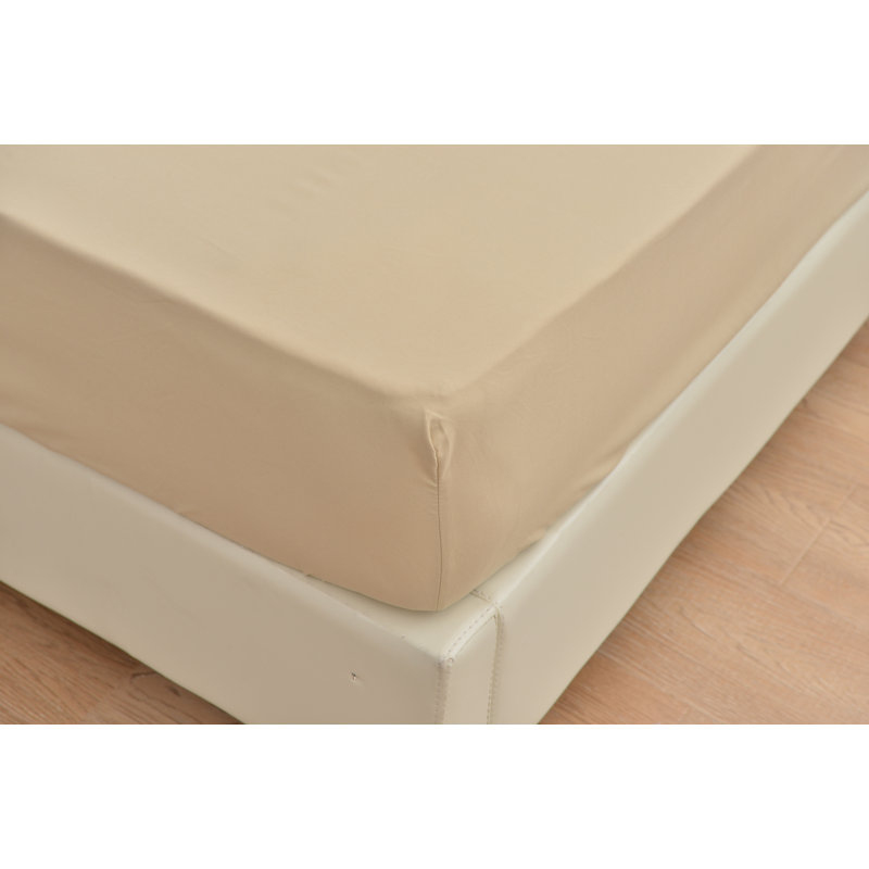  Ensemble de draps 1800 fils en rayonne de bambou, Beige, Double